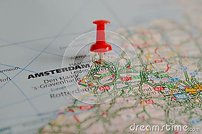 Amsterdam on map Stock Photo