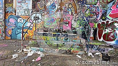 AMSTERDAM - MARCH 2: Graffiti on NDSM-werf walls Editorial Stock Photo