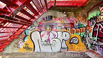 AMSTERDAM - MARCH 2: Graffiti on NDSM-werf walls Editorial Stock Photo