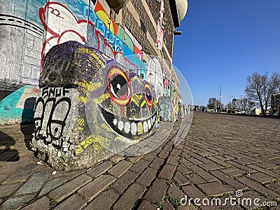 AMSTERDAM - MARCH 2: Graffiti on NDSM-werf walls Editorial Stock Photo