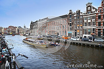 AMSTERDAM, THE NETHERLANDS - AUGUST 19, 2015: View on Rokin from Editorial Stock Photo