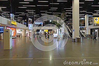 Amsterdam / Netherlands -10.04.2020: Coronavirus outbreak, Empty Schiphol airport terminal in October during the Covid pandemic Editorial Stock Photo