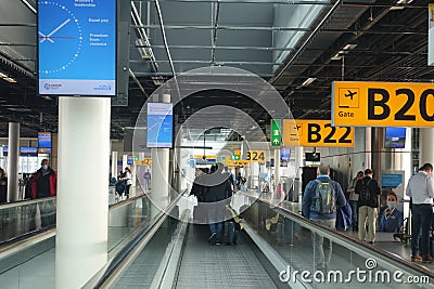 Amsterdam / Netherlands -10.04.2020: Coronavirus outbreak, Reopening of the air traffic at Schiphol Airtport during the Covid pand Editorial Stock Photo