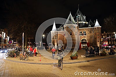 medieval building De Waag in the center of Amsterdam Editorial Stock Photo