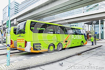 Amsterdam, Netherlands, 10/12/2019: Intercity buses at the station. City landscape Editorial Stock Photo