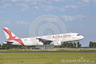 Amsterdam Airport Schiphol - Airbus A320-214 of Air Arabia Maroc lands Editorial Stock Photo