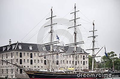 AMSTERDAM, NETHERLANDS. JUNE 06, 2021. Stad Amsterdam ship. Black and white photography Editorial Stock Photo