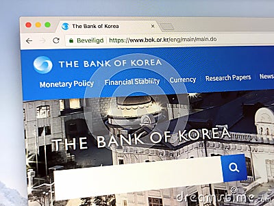 Homepage of The Bank of Korea Editorial Stock Photo