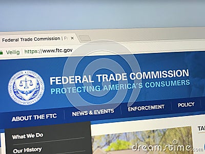 Homepage of The Federal Trade Commission, FTC. Editorial Stock Photo