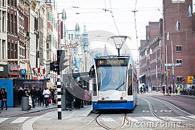 The general view of Damrak avenue from Dam Square Editorial Stock Photo