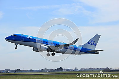 Amsterdam the Netherlands - March 25th, 2017: PH-EXI KLM Cityhopper Embraer ERJ-175 Editorial Stock Photo