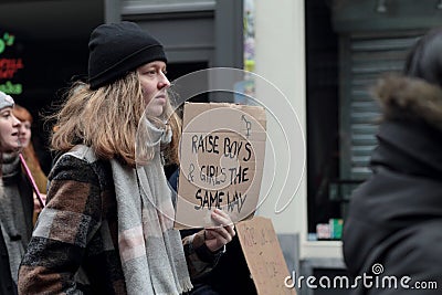 Women`s march 2020 in Amsterdam Editorial Stock Photo