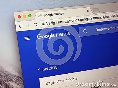 Homepage of Google Trends - Google inc. Editorial Stock Photo