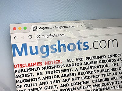 Website mugshots.com Editorial Stock Photo