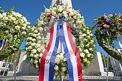 Wreaths at the National Monument in Amsterdam the Netherlands Editorial Stock Photo