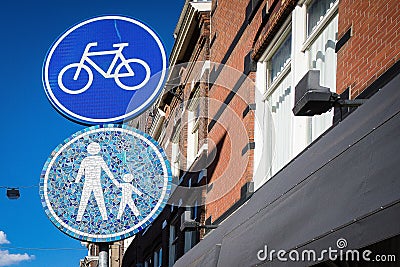 Amsterdam path bicycle lane pedestrian park water sculpture Holland river Stock Photo