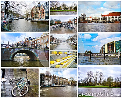 Amsterdam photo collage Holland Stock Photo