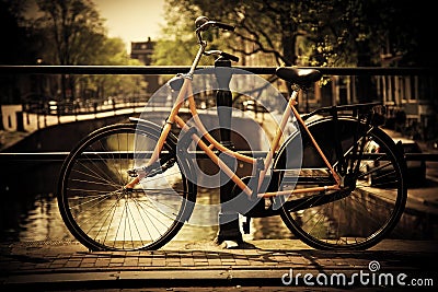 Amsterdam. Romantic canal, bike Stock Photo