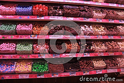 Amsterdam Schiphol Airport, the Netherlands - april 14th 2018: various sorts of candy Editorial Stock Photo