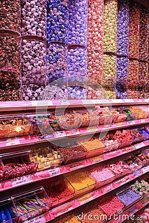 Amsterdam Schiphol Airport, the Netherlands - april 14th 2018: various sorts of candy Editorial Stock Photo