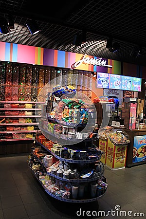 Amsterdam Schiphol Airport, the Netherlands - april 14th 2018: various sorts of candy Editorial Stock Photo