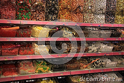 Amsterdam Schiphol Airport, the Netherlands - april 14th 2018: various sorts of candy Editorial Stock Photo