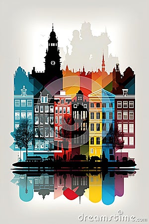 Amsterdam simple illustration Cartoon Illustration