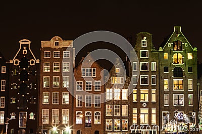 Amsterdam street at night Editorial Stock Photo