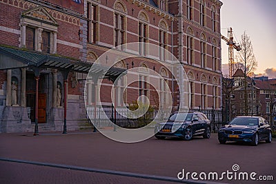 Amsterdam at summer night. Famous national Rijks museum general view at dusk Editorial Stock Photo