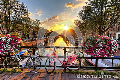 Amsterdam summer sunrise Stock Photo