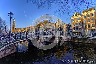 Amsterdam sunset cityscape Stock Photo