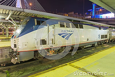 Amtrak Locomotive in Boston, Massachusetts, USA Editorial Stock Photo