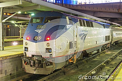 Amtrak Locomotive in Boston, Massachusetts, USA Editorial Stock Photo