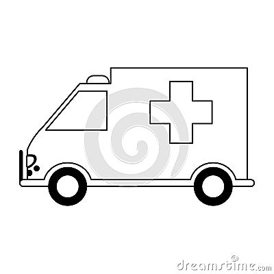 Amulance medical emergency black and white Vector Illustration