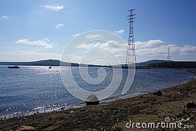 Amur Bay. Vladivostok. Primorsky, region, Russia. Editorial Stock Photo