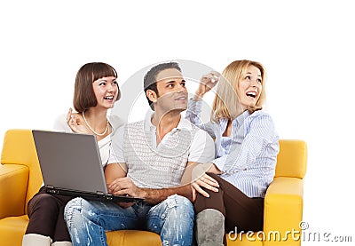 Amused young people Stock Photo