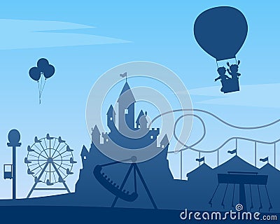 Amusement Park Background Vector Illustration