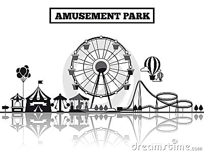 Amusement park silhouette banner design Vector Illustration
