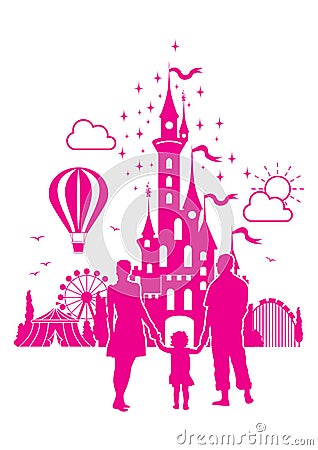 Amusement Park Castle Vector Illustration