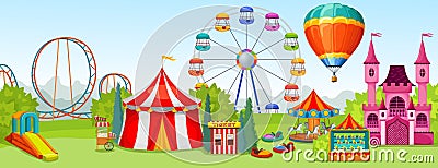 Amusement Park Concept Vector Illustration