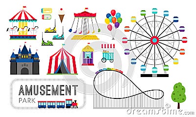 Amusement park elements Vector Illustration