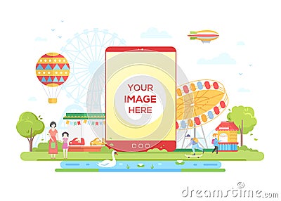 Amusement park - flat design style vector illustration Vector Illustration