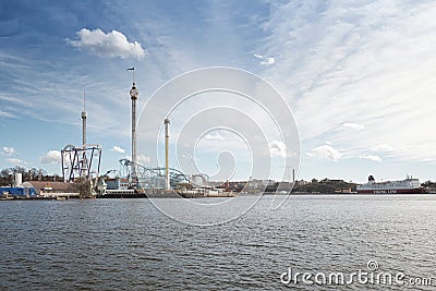 The amusement park Grona Lund from the seaside Editorial Stock Photo