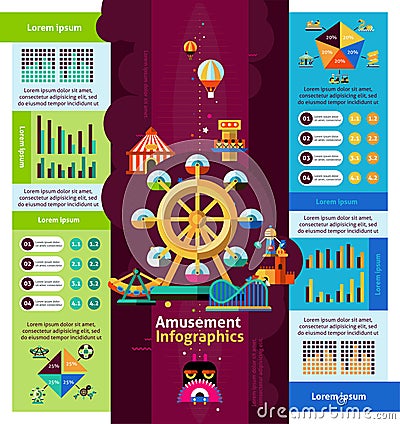 Amusement Park Infographics Vector Illustration