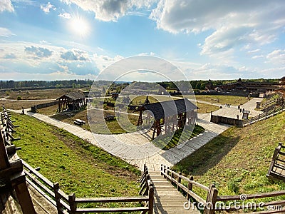 Amusement park Kievan Rus, Kyiv region, Ukraine. Stock Photo