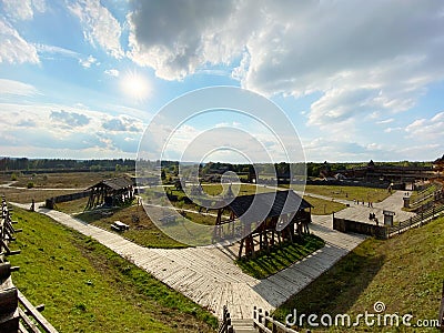 Amusement park Kievan Rus, Kyiv region, Ukraine. Stock Photo