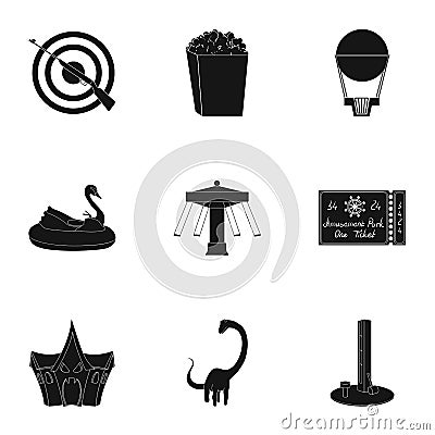 The amusement Park rides. The attributes of a recreational Park, panic room, cotton candy.Amusement Park icon in set Vector Illustration