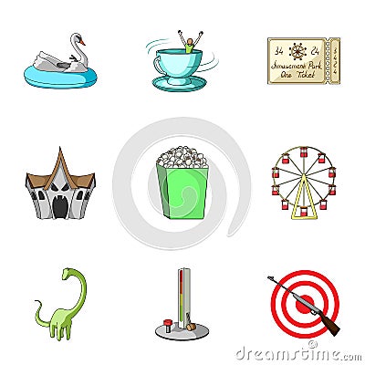 The amusement Park rides. The attributes of a recreational Park, panic room, cotton candy.Amusement Park icon in set Vector Illustration