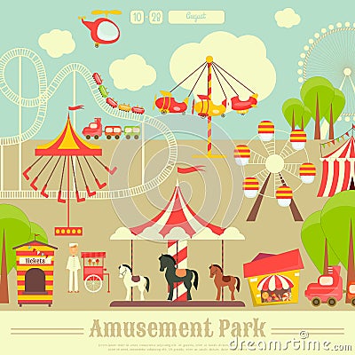 Amusement Park Vector Illustration