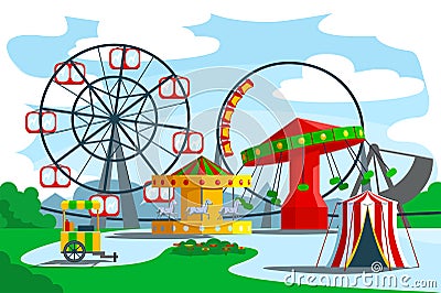 Amusement park territory Vector Illustration